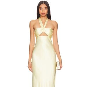 chinese dress ladies Shona Joy - La Lune Plunged Ruched Halter Maxi Dress